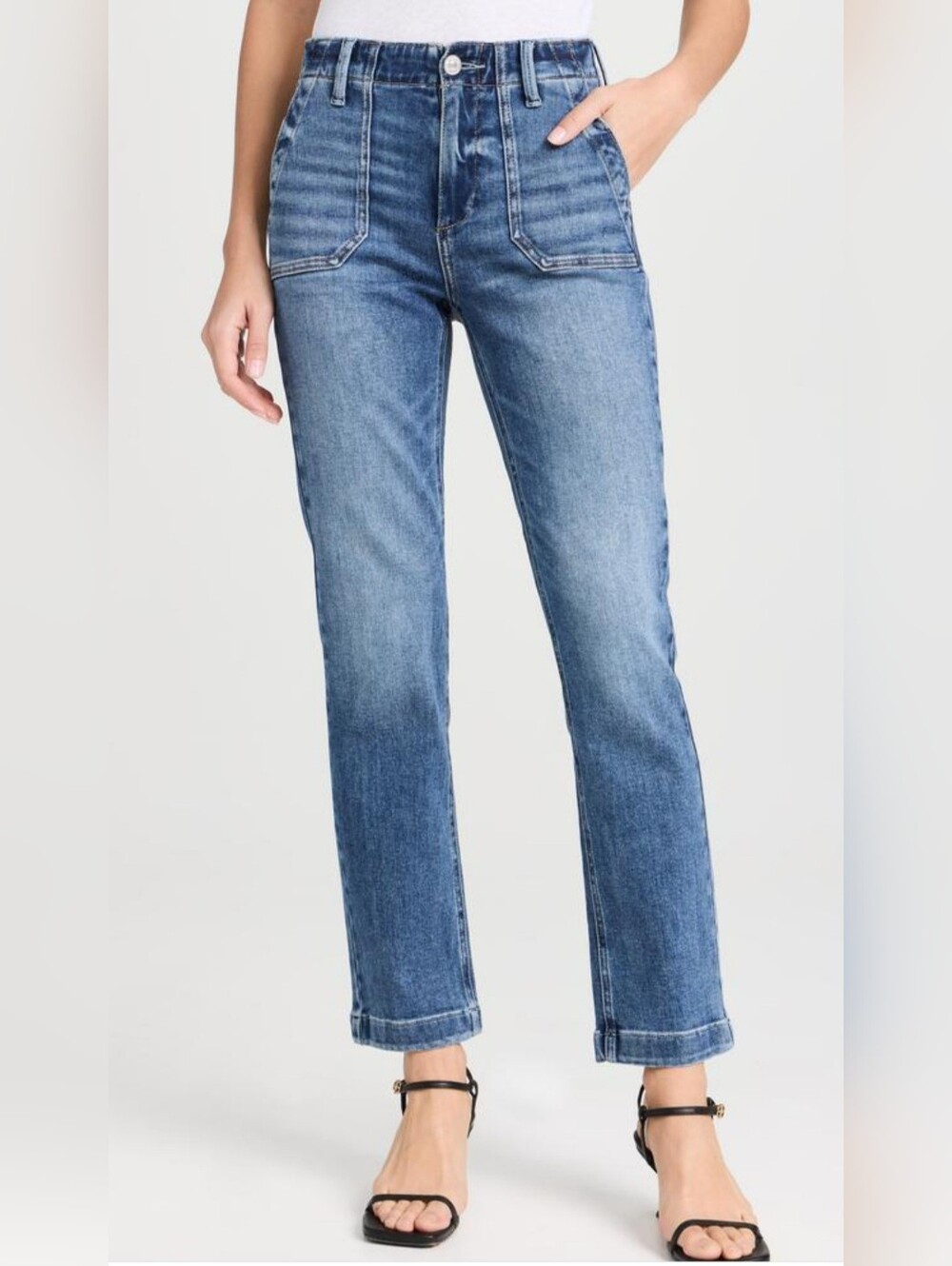 PAIGE Mayslie Straight Ankle Jeans Women’s 34 Rock Show Dark Wash NWT
